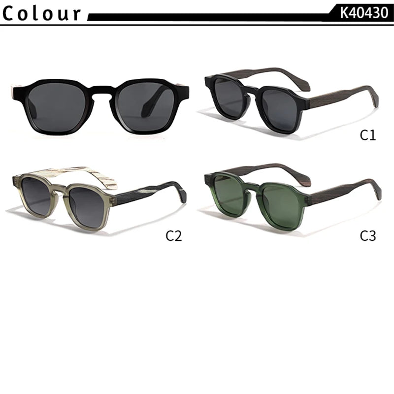 CATERSIDE Vintage Men Polarized Sunglasses Luxury Brand Design Solid Wood Leg Sun Glasses Women Driving Party Holiday Glasses
