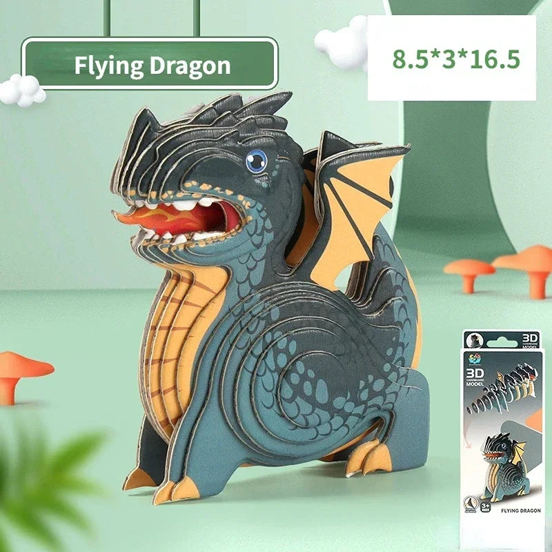 3D Jigsaw Puzzles for Kids Jurassic World Dinosaur Educational Toys Paper Animal Puzzle Cartoon Model Toys Children's Day Gift