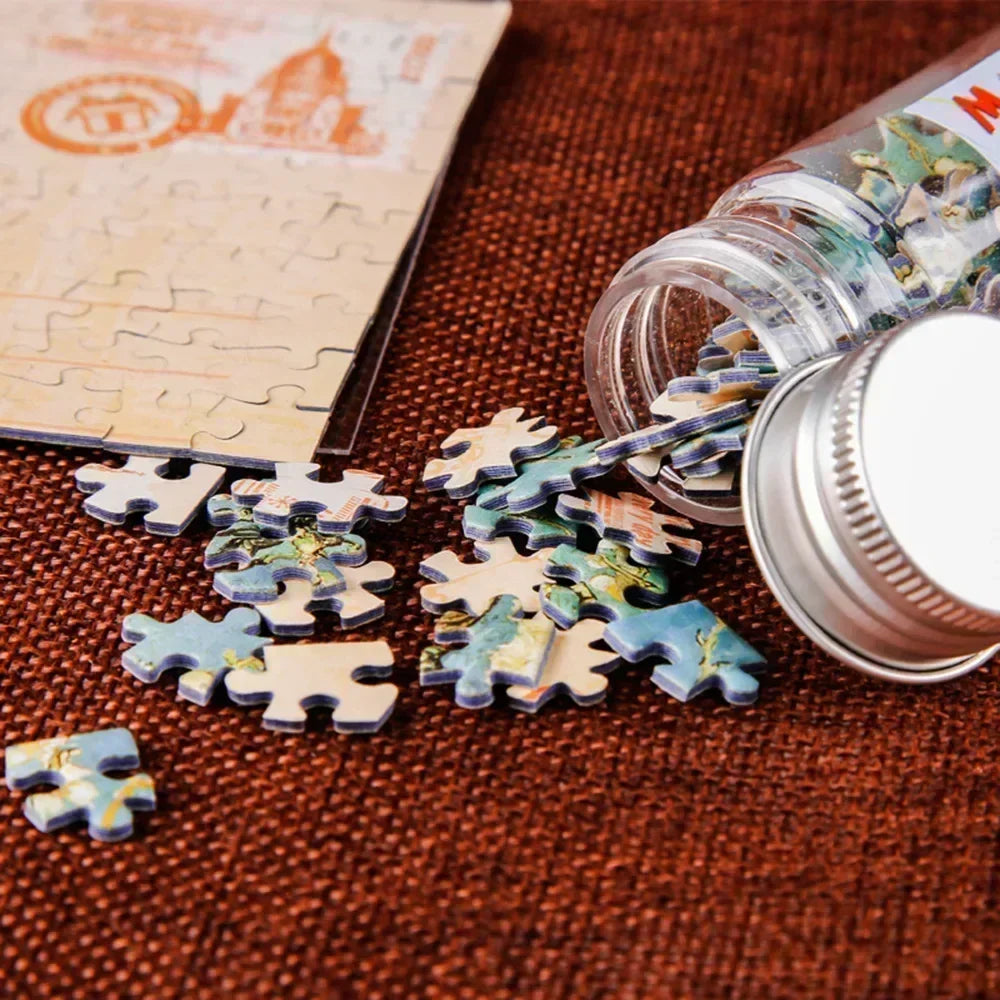 150pcs test tube jigsaw puzzle Van Gogh Painting Puzzles with Puzzle Storage Tray Plastic Sorting Tray Jigsaw Aids