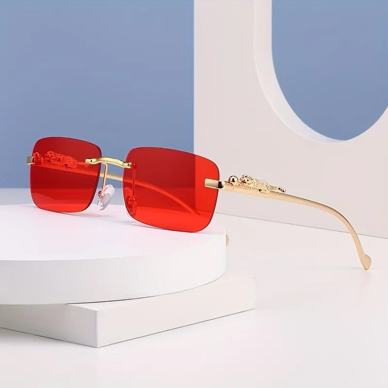 Frameless square fashion glasses, colorful women's and men's retro metal glasses