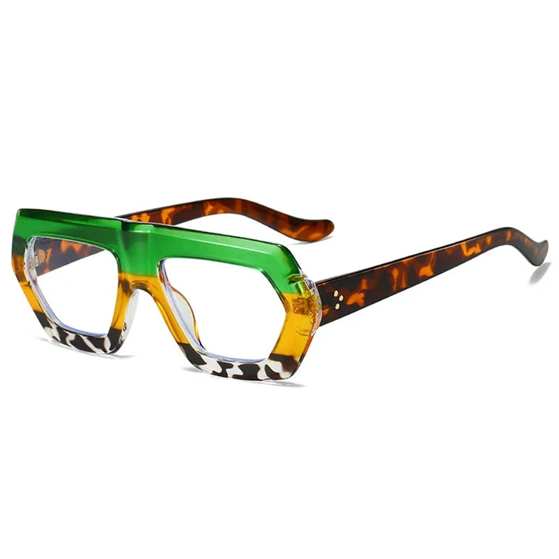 JNPCXI Fashion Square Women Gradient Sunglasses Leopard Shades Retro Men Clear Lens Glasses Frame UV400