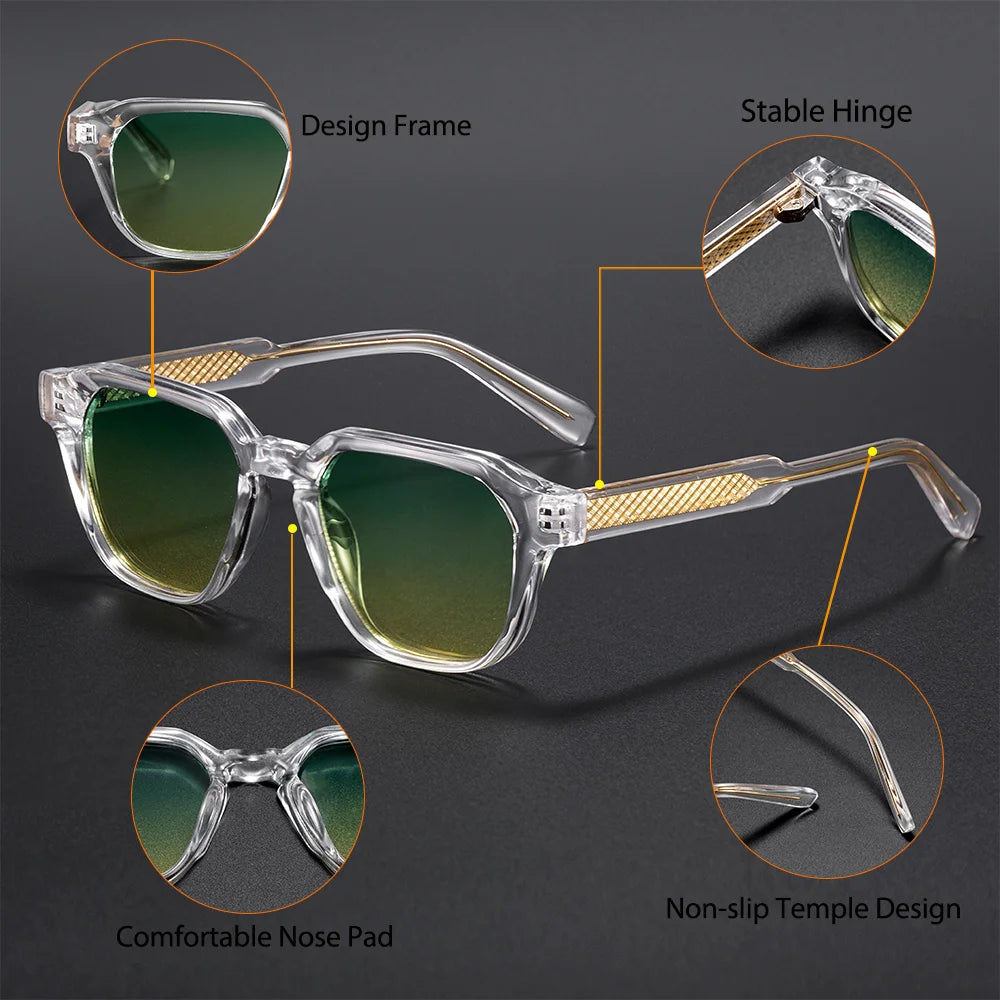 CATERSIDE Fashion Men's Sunglasses Square Frame Luxury Brand Design Sun Glaasses Women's Outdoor Travel Beach Glasses Uv400