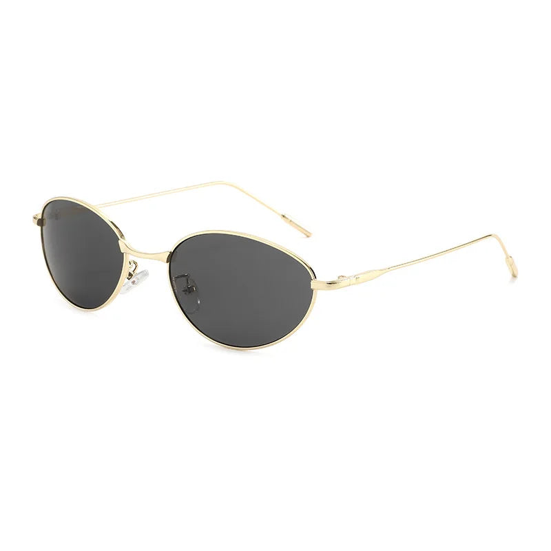 JNPCXI New Ins Popular Fashion Cat Eye Color Women Luxury Metal Sunglasses Brand Designer Oval Shades UV400 Men Sun Glasses