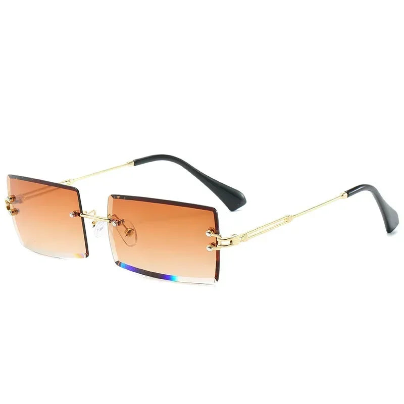 JNPCXI Rectangle Rimless Gradient Sunglasses Women Men Small Shades Fashion Sun Glasses for Male Retro Eyewear