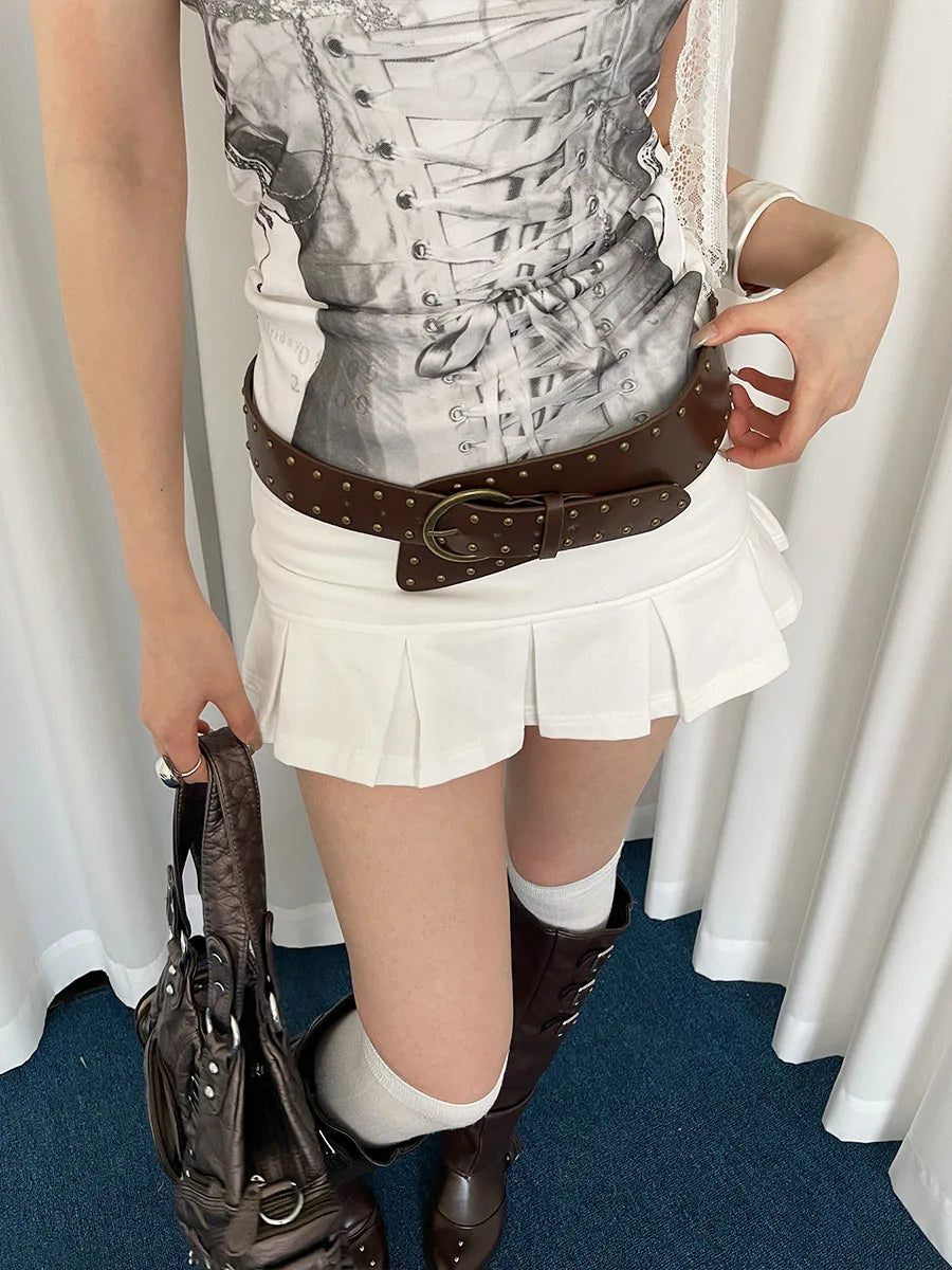 Heavy Industrial Punk Style Rivet Wide Belt For Women 2025 New Model Suitable For Skirts And Jeans Waist Cincher Niche Belt