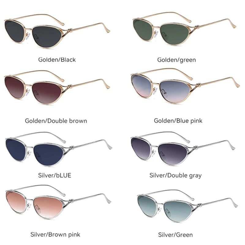 JNPCXI New Retro Metal Cat Eye Sunglasses Women Fashion Gradient Shades UV400