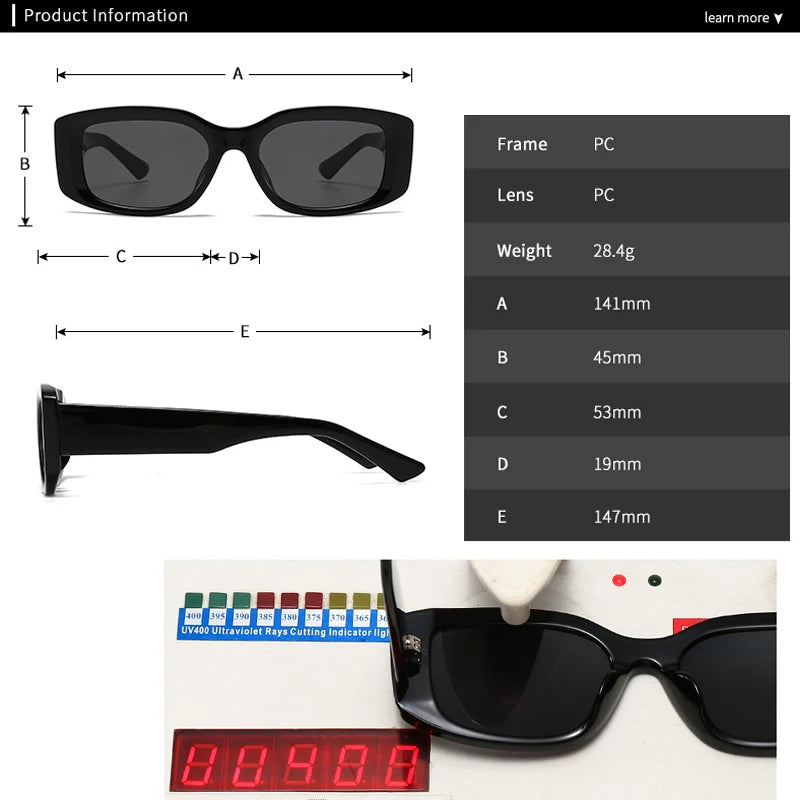 JNPCXI Fashion Square Jelly Color Women Sunglasses Shades UV400 Fashion Tea Gradient Men Punk Rivets Sun Glasses