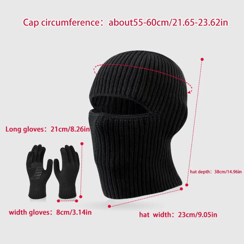 Winter pullover hat for children, warm and ear-protecting knitted woolen cap, cold-proof and neck-protecting face mask, balaclav