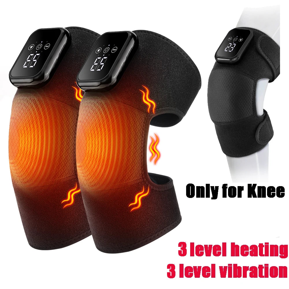 Eletric Heating Knee Massage Instrument Cordless Hot Compress Vibrator Knee Pad Joint for Elbow Leg Brace Care Muscle Relaxation