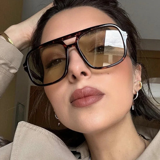 JNPCXI Retro Double Rivet Square Sunglasses Women Luxury Brand Designer Rectangle Fashion Sun Glass Vintage Eyewear Female