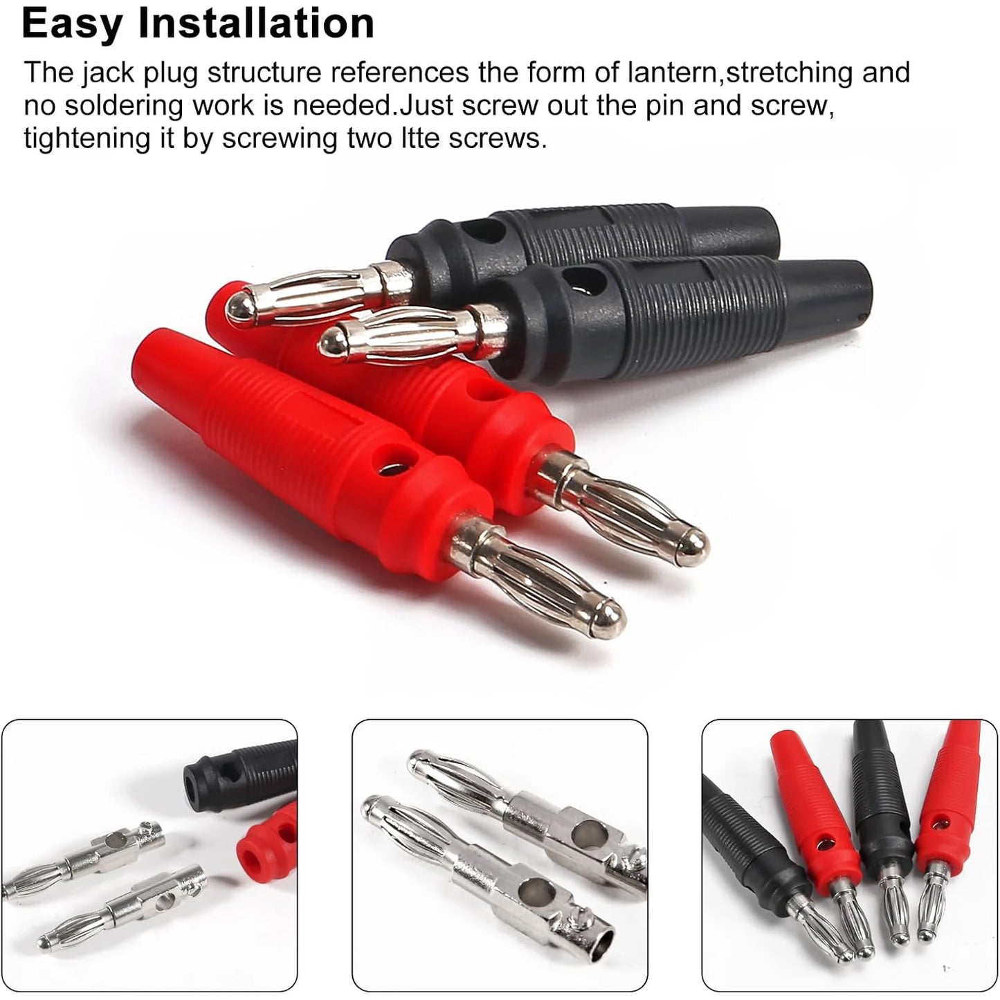 10Pcs 32A High Current 4mm Banana Plugs Male Screw Type Stackable Audio Speaker Cable Connectors for Audio Equipment