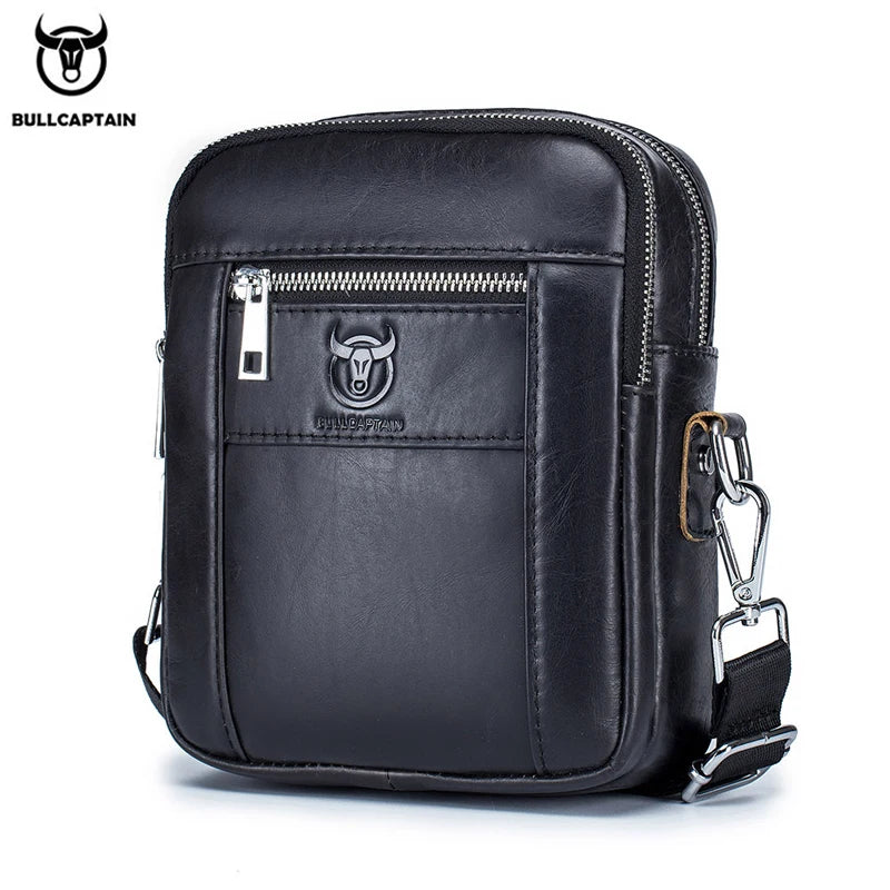 BULLCAPTAIN Casual Men's Bags Leather Shoulder Bag Business Men's Satchel Compact Mini Messenger Bages Men 09