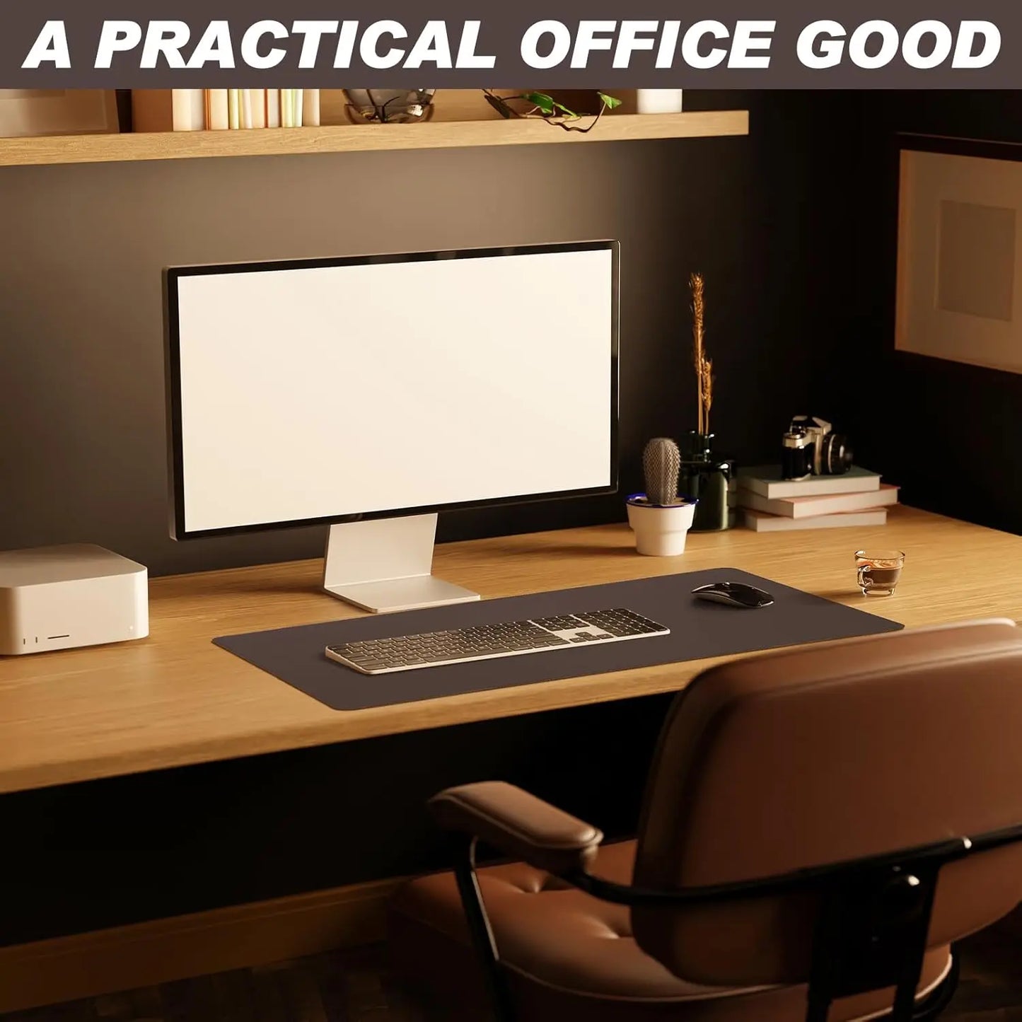 Genuine Leather Desk Mat Large Desk Pad  Non Slip Leather Table Protector with Stitched Edges and Rubber Base for Workspace