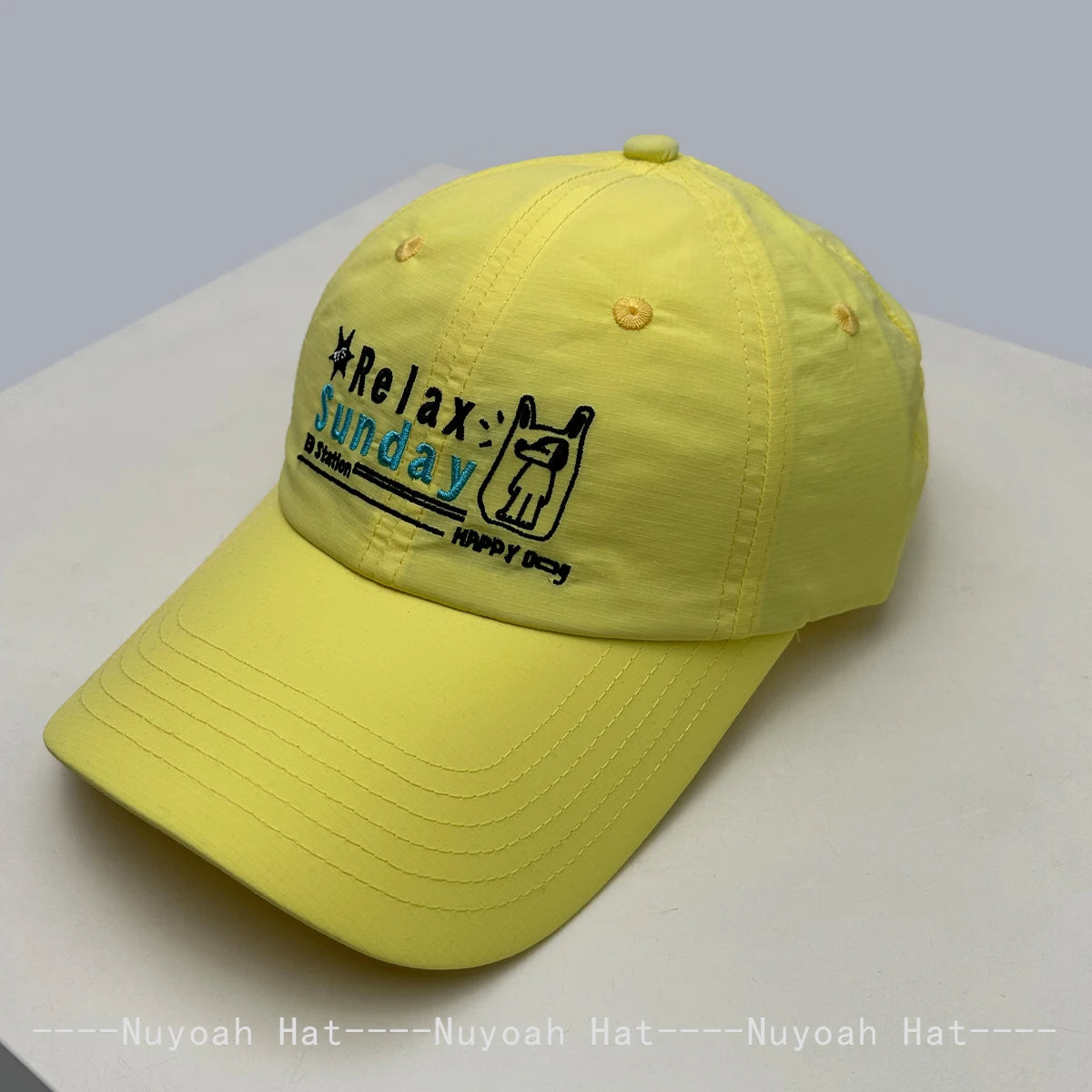 New Men Women Cartoon Embroidered Letters Happy Puppy Baseball Hats Sunshade Quick-dry Breathable Peaked Caps Versatile Fashion