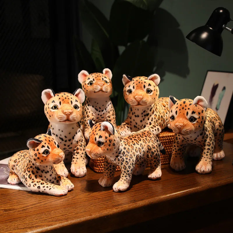 3 Postures Real Life Leopard Plush Toys Cute Simulation Cheetah Cub Models Stuffed Soft Animal Baby Doll Room Decor Cute Gift