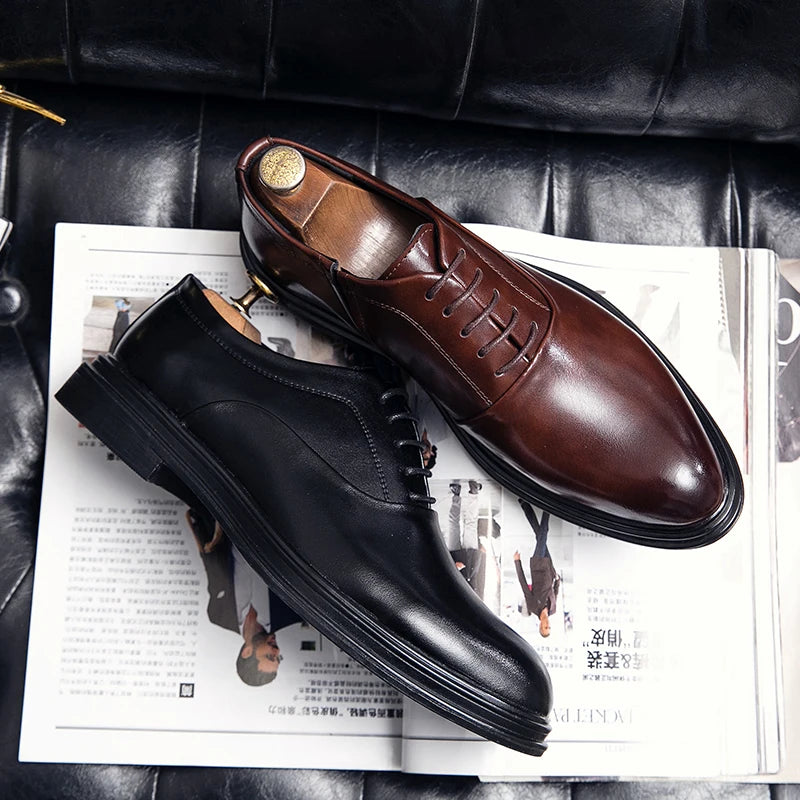 Classic Oxfords Leather Shoes Men Retro Men's Dress Shoes Casual Business Social Brogues Wedding Leather Shoes Male