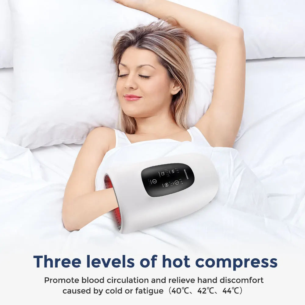 360° Air Pressure Hand Massager 5 Levels 3 Modes Airbag Shiatsu Kneading Palm Wrist Fingers Acupoint Hot Compress Hand Massager