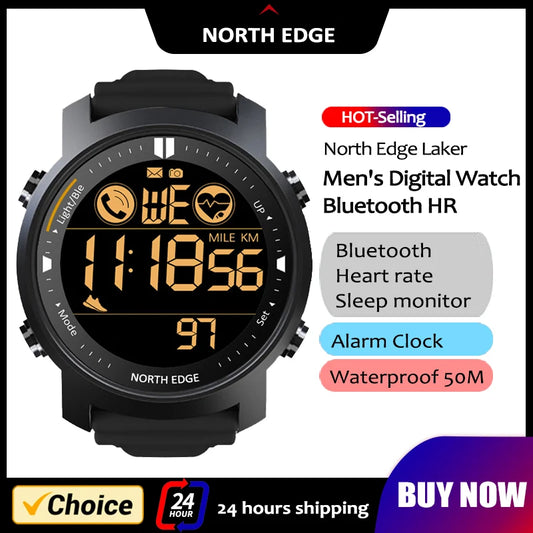 NORTH EDGE Smart Watch Heart Rate Waterproof 50M Running Pedometer iOS Android