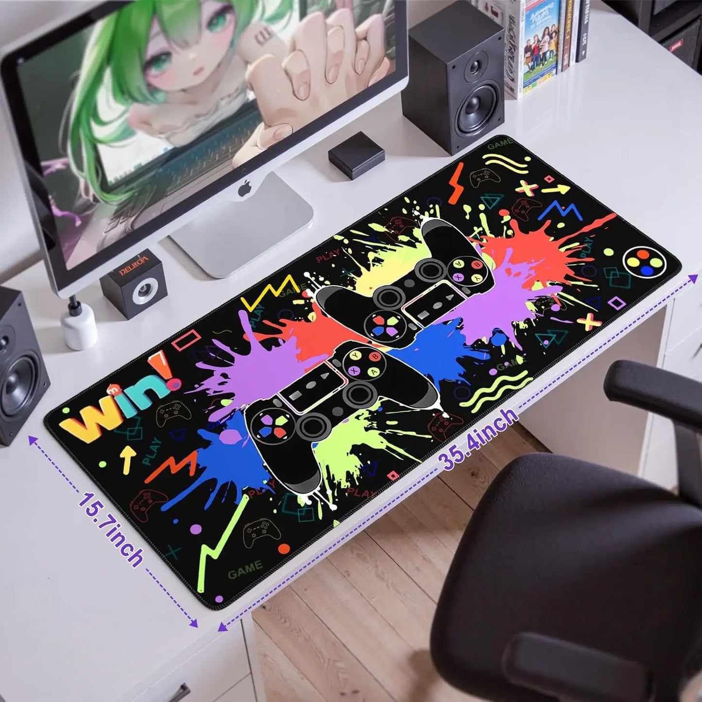 Mouse Pad, Desk Cover Mat, Full Desk Large Mousepad, Anti-Slip Smooth Surface XXL Computer Pad with Stitched Edges for Desktop