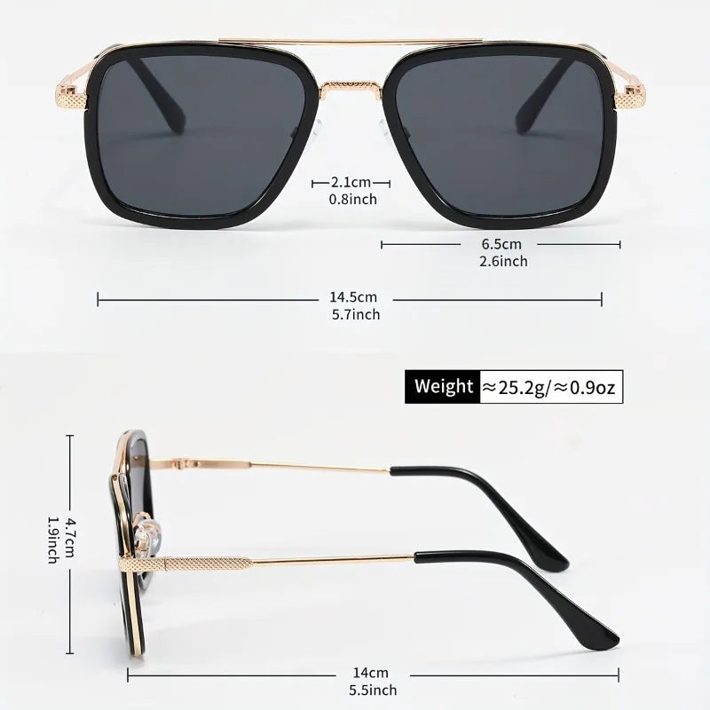 Men's Oversized Square Frame Fashion Glasses Dark to Amber Tint for Casual Streetwear Fashion Accessories Stylish Glasses