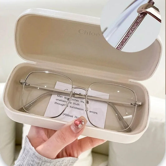 Korean Anti-blue Computer Radiation Protection Sqaure Metal Frame Eyeglasses Women/Men