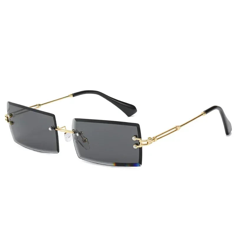 JNPCXI Rectangle Rimless Gradient Sunglasses Women Men Small Shades Fashion Sun Glasses for Male Retro Eyewear