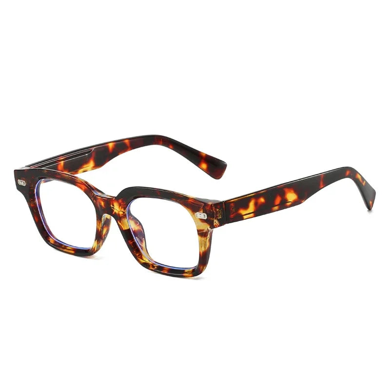 JNPCXI New Square Sunglasses Women Fashion Black Blue Shades UV400 Retro Rivets Men Clear Anti Blue Light Glasses Frame