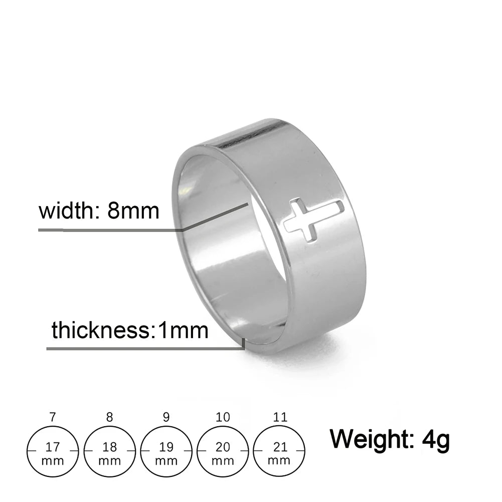 Gothic Cross Couple Ring Stainless Steel Silver Color Jesus Christ Cross Ring A1