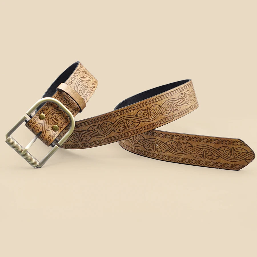 Western Style Casual Women's Belt, Retro Printed Belt, Classic Decorative Belt