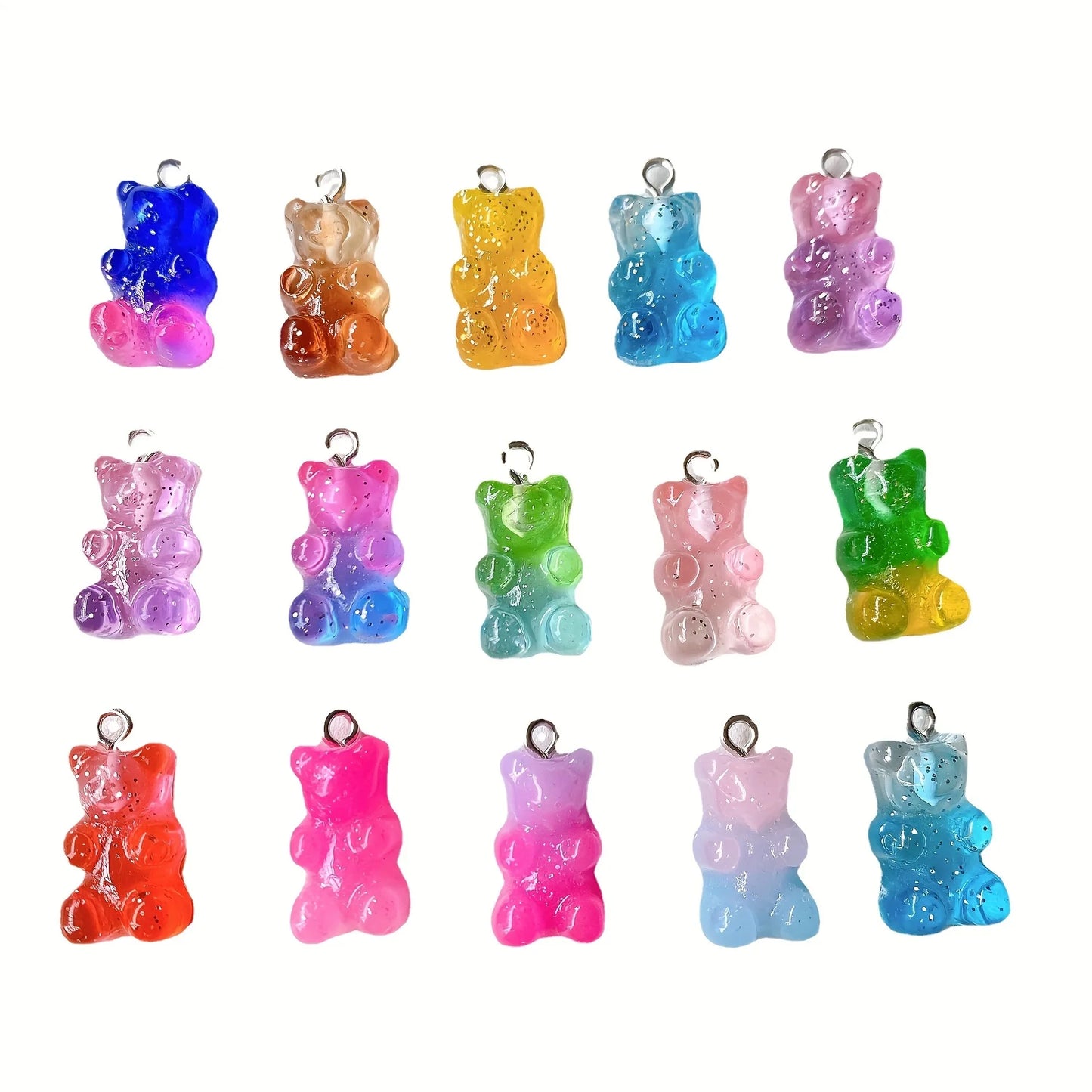 20pcs Colorful Transparent Bear Charms, Animal Pendants for Jewelry Making DIY Handmade Earrings Necklace Key Chain Accessories