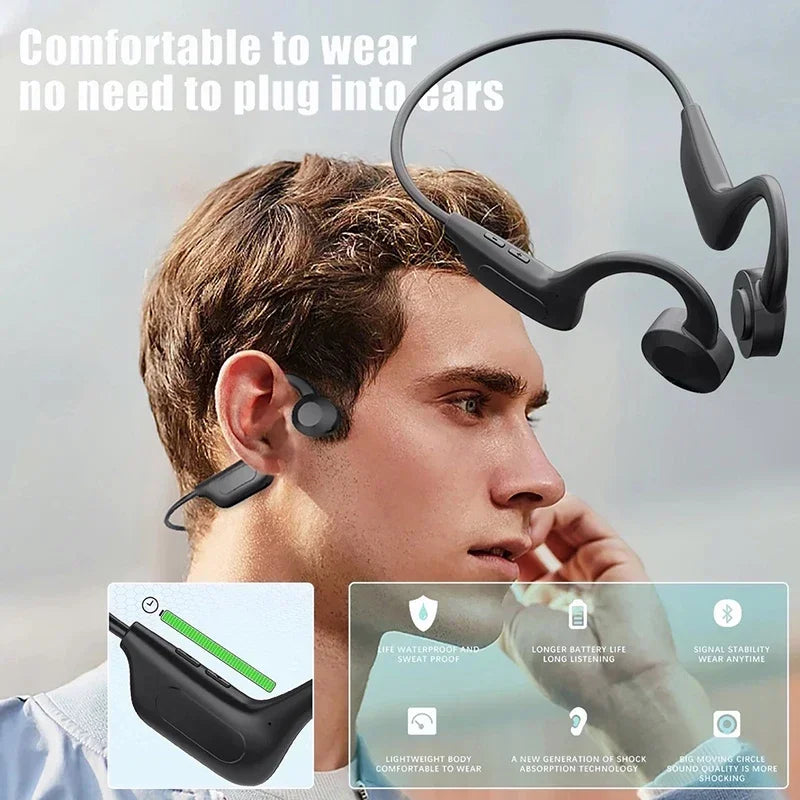 NEW Bone Conduction Swimming Headphones Bluetooth 5.4 IPX8 Waterproof Not In-Ear Wireless Plug-in Card Sports Headphones 2026