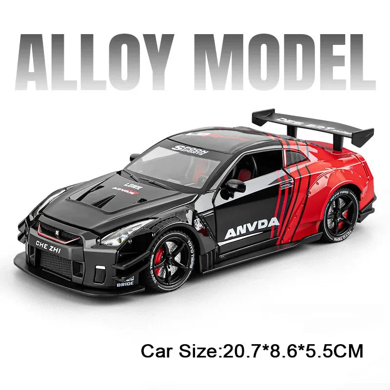 1:24 Batmobile Alloy GTR Miniature Car Kids Toy Model Shock Absorption with Sound Light Doors Opened Vehice for Boyfriend's Gift