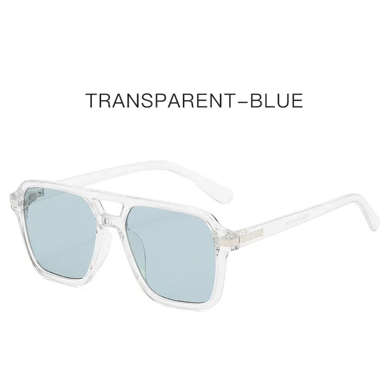 JNPCXI Vintage Double Bridges Square Sunglasses Men Gradient Lens Eyewear Shades Women Trending Sun Glasses UV400