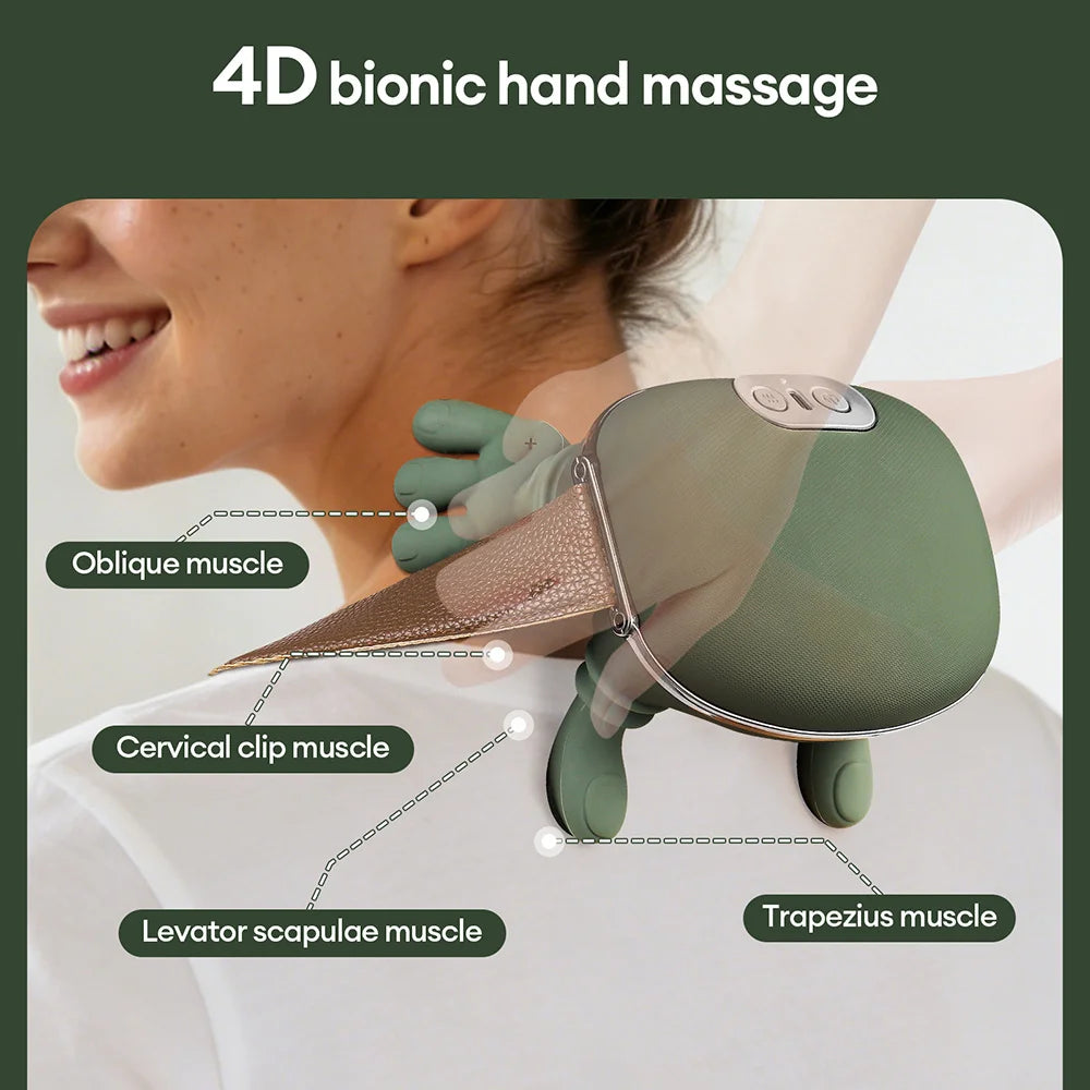 Foreverlily Bionic Finger Neck Shoulder Massager Neck Cervical Trapezius Kneading Massage Shawl Bionic Hand Neck masajeador