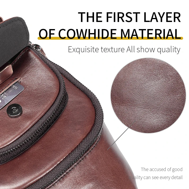 BULLCAPTAIN 2022 The Latest Men's Leather Chest Bag Large Capacity Casual Men's Messenger Bag Classic Leather Chest Bag XB 127