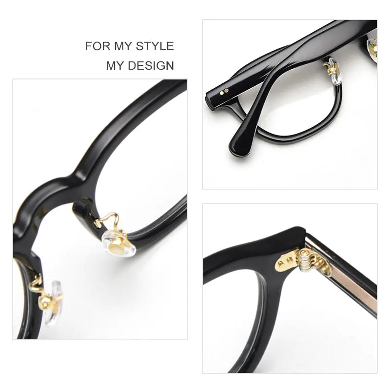 Caterside Retro Oval Eyeglass Transparent Lenses Men High Quality Flat Light  Women Glasses Gift Set Artistic