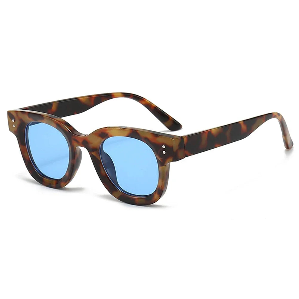 JNPCXI Retro Round Women Sunglasses Fashion Yellow Rivets Decoration Men Punk Shades UV400 Sun Glasses