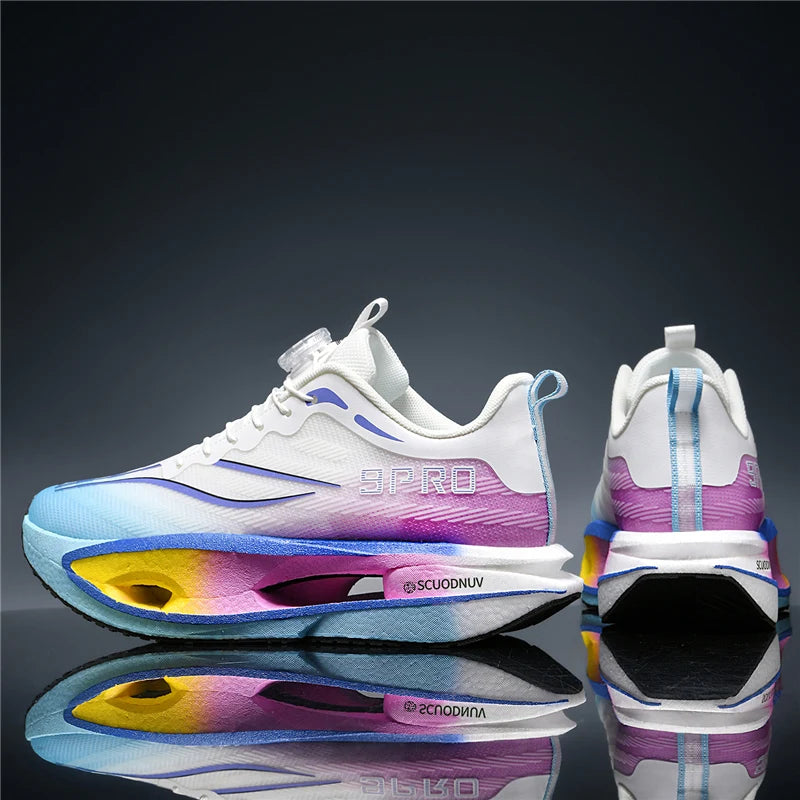 Men Running Shoes Carbon Board Marathon Sports Shoes Breathable Lightweight Women's  Athletic Nonskid Sneakers New