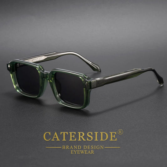 CATERSIDE Vintage Men's Square Sunglasses Brand Design Temple Tips Sun Glasses Women's Outdoor Travel Party Eyeglass UV400