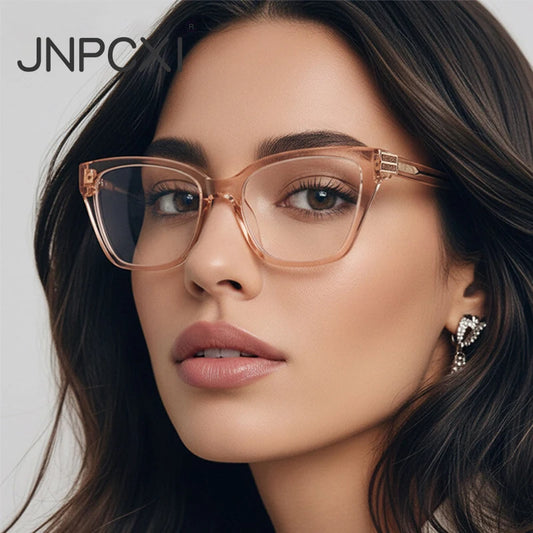JNPCXI New TR90 Anti-Blue Light Retro Women Glasses Frames Gradient Tea Optical Eyeglasses Frame