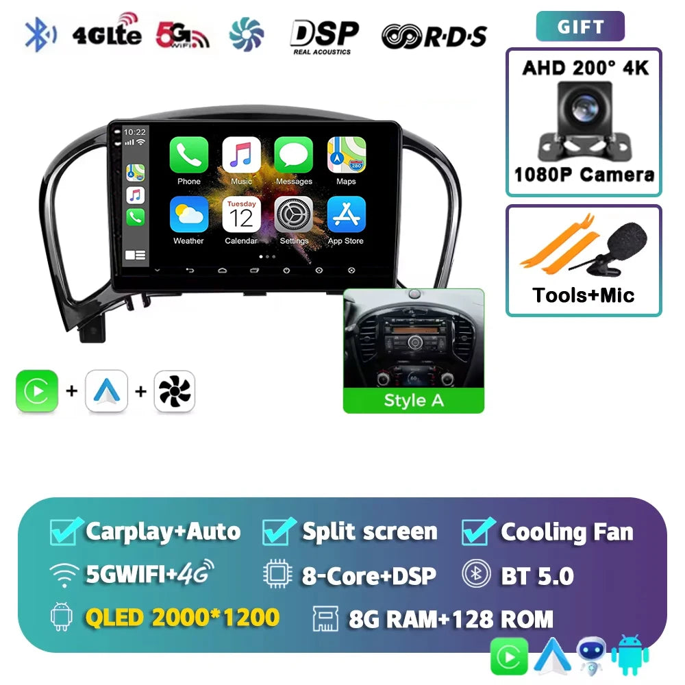 Android 15 Car radio For Nissan Juke 2010 2011 2012 2013 2014 Wireless Android Auto Carplay Car Multimedia Player WIFI 4G DSP 2