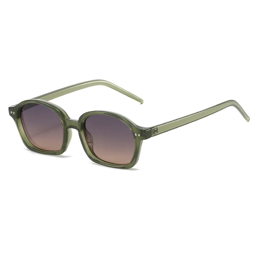 JNPCXI New Fashion Small Oval Jelly Color Women Sunglasses Shades UV400 Fashion Orange Gradient Men Punk Rivets Sun Glasses