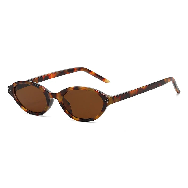 JNPCXI New Fashion Small Oval Sunglasses Women Ins Popular Retro Rivets Men Candy Color Punk Sun Glasses Clear Lens Frame UV400