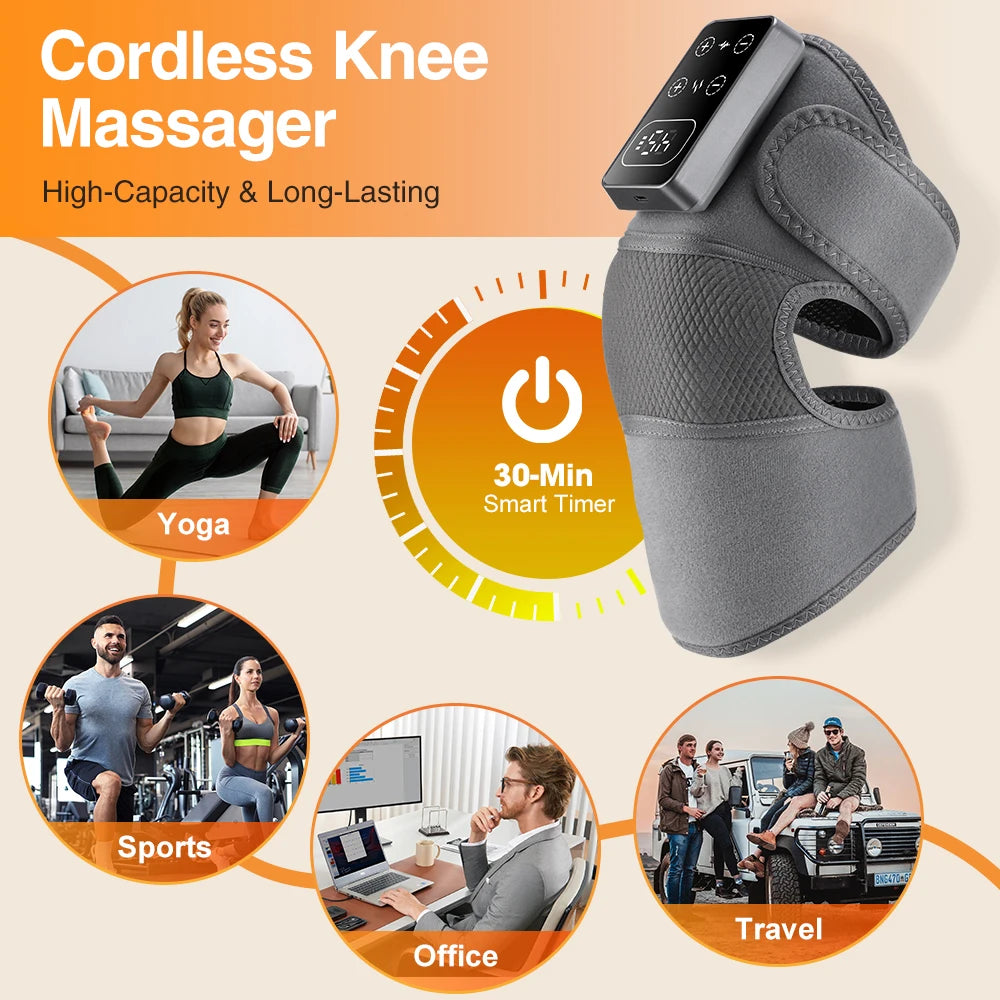 Eletric Knee Massager Heating Pad Vibration Wrap Adjustable Heat Knee Massage Brace Rechargeable Knee Protector Relief Fatigue