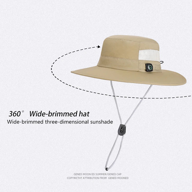 6146-New summer sun protection hat for ladies, quick-drying, waterproof and breathable wide-brimmed fishermanhatformenfishingand