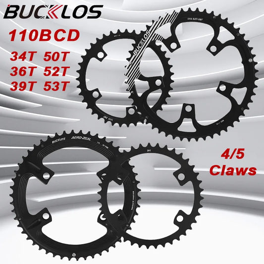 BUCKLOS Ultralight Double Chainring for Road Bike 110BCD 50-34T 52-36T 53-39T Bicycle Crown 4 Hole 5 Hole Cycling Crankset Parts