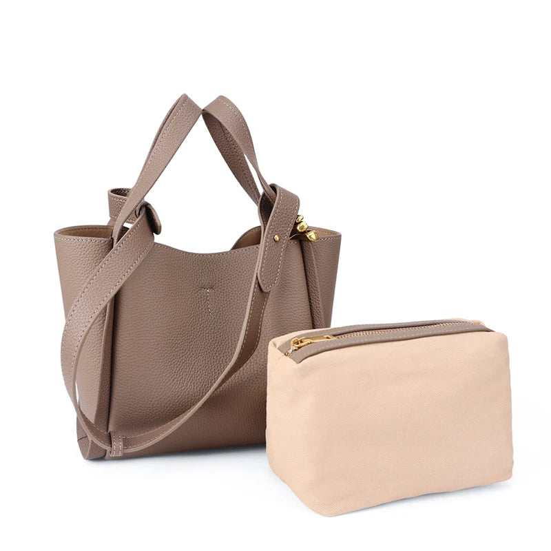 2026 New Style Women Soft Genuine Leather Bucket Bag & Soft Leather Basket Bag Elegant Handbag for Mother as a Mother's Day Gift