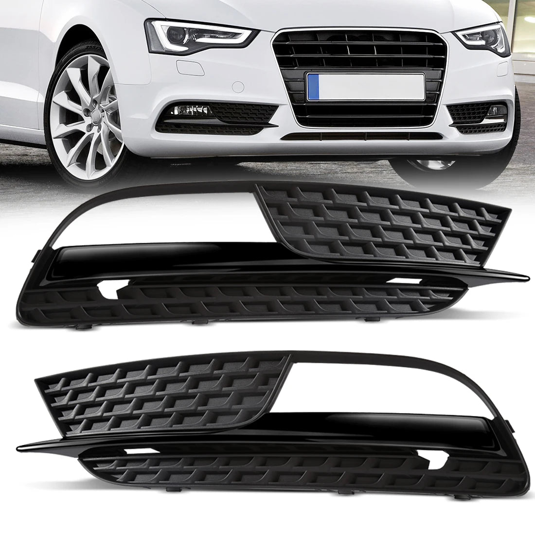 For Audi A5 2013 2014 2015 2016 Car Front Bumper Grill Grille Front Bumper Fog Lamps Covers Accessories 8T0807681H 8T0807682H