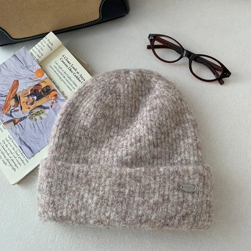 Woolen Gray Knitted Hat With A Korean Vibe Suitable For Women In Winter With A Large Head Circumference Arm And Covering Ears