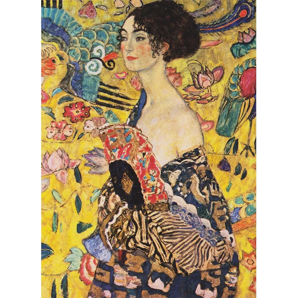 MaxRenard Jigsaw Puzzle 1000 Pieces for Adult Klimt Lady With Fan Environmentally Friendly Paper Christmas Gift Toy
